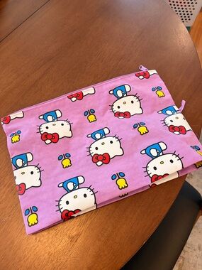 Hello Kitty Pink and Blue Zip Pouch with Character Print